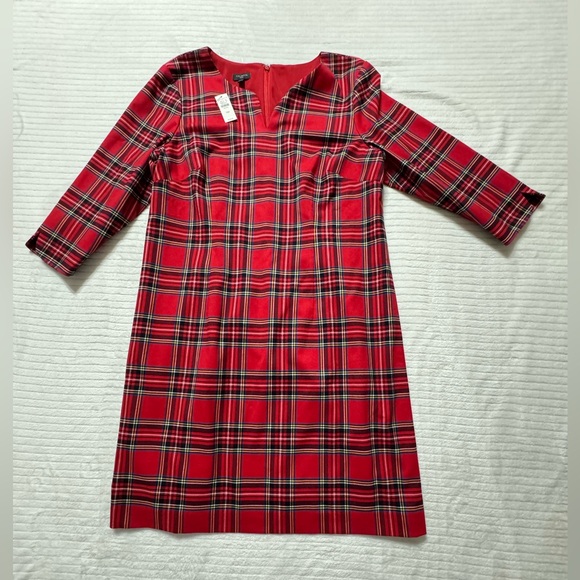 Talbots Women's Red Tartan Midi Dress
